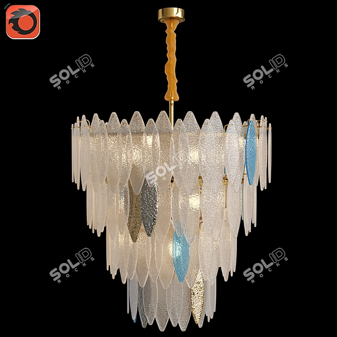 Elegant Glass Petal Chandelier 3D model image 6