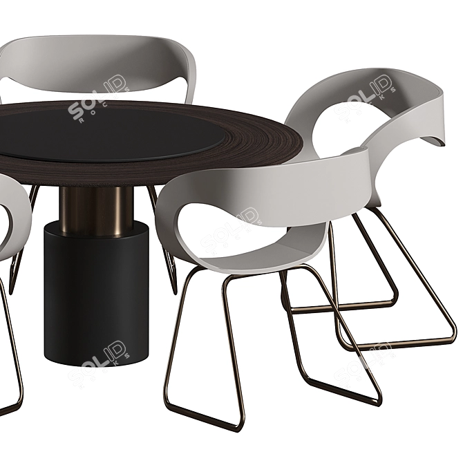 Modern Interior Table Chair 3D model image 2