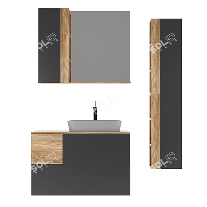 Modern Bathroom Furniture Set 3D model image 1