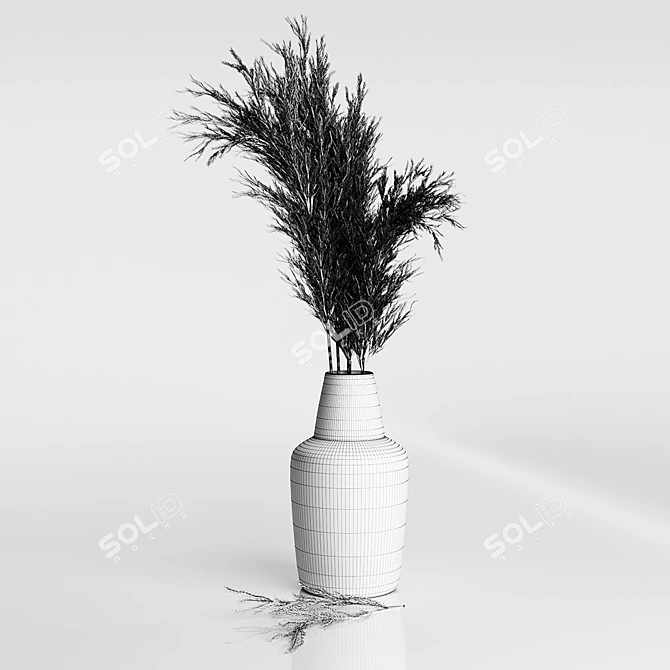 Dried Pampas Bouquets in Ceramic 3D model image 4