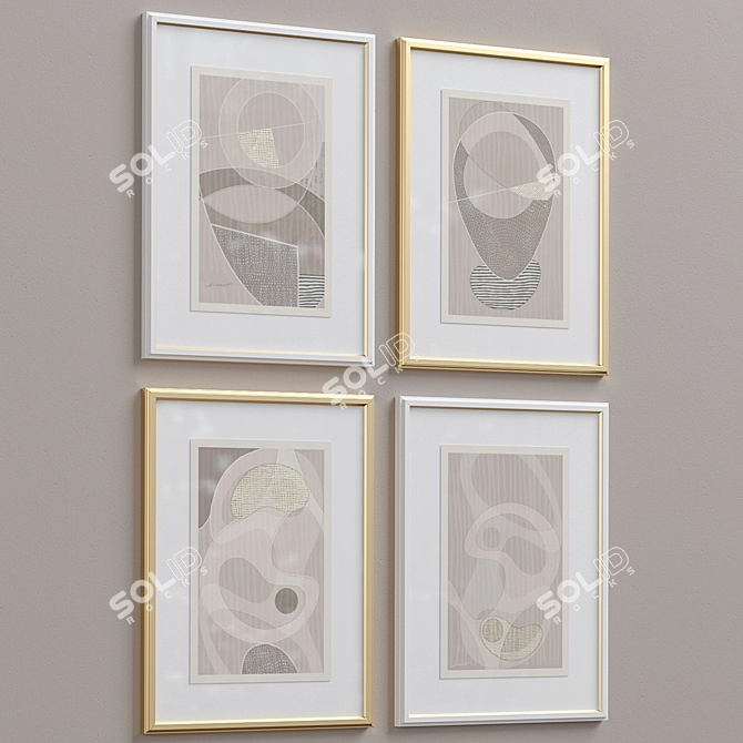 Framed Print P-300 - Beige Abstract Shapes Neutral Wall Art Set (52x70 cm)
Abstract Shapes Beige Framed Print 3D model image 2