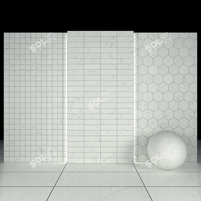 Carrara White Marble Texture Pack 3D model image 3