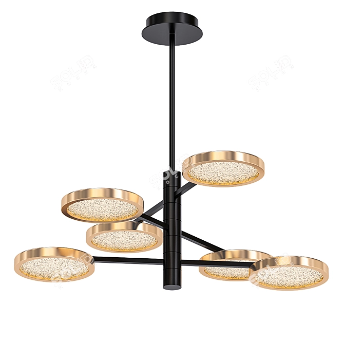 Modern Wave Glass LED Chandelier 3D model image 1