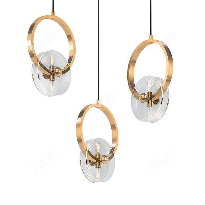 Crystal Gold Pendant Light 3D model image 1