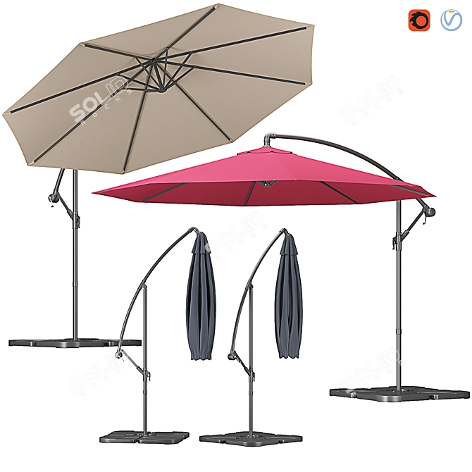 Outdoor Octagonal Parasol: High-Quality 3D Model with V-Ray/Corona Materials 3D model image 1