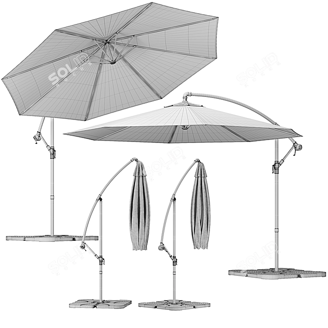 Outdoor Octagonal Parasol: High-Quality 3D Model with V-Ray/Corona Materials 3D model image 5