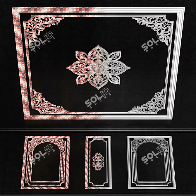 Golden Ornamental Frame Set 3D model image 5