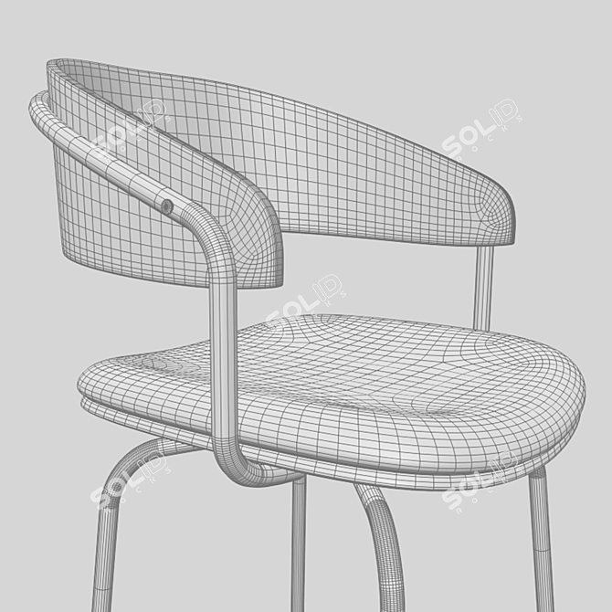 Sleek Steel Bar Stool 3D model image 2