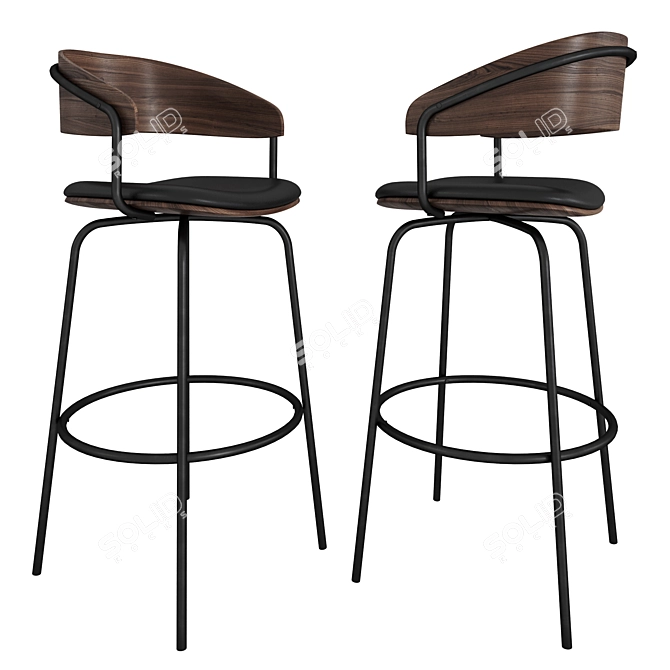 Sleek Steel Bar Stool 3D model image 6