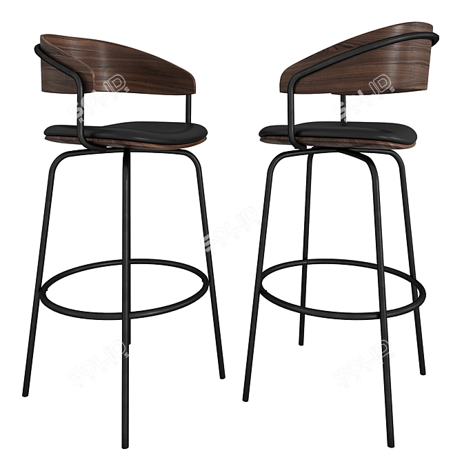 Sleek Steel Bar Stool 3D model image 8