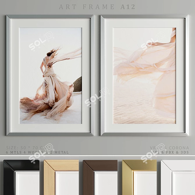 Modern Art Frame with Multiple Material Options 3D model image 1