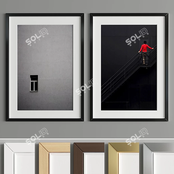 Modern Art Frame: A13 - 2 Frames with 6 Material Options - 50x70 cm 3D model image 5