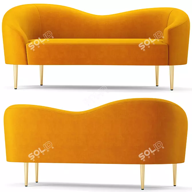 Ritz Velvet Loveseat: Elegant and Versatile 3D model image 1