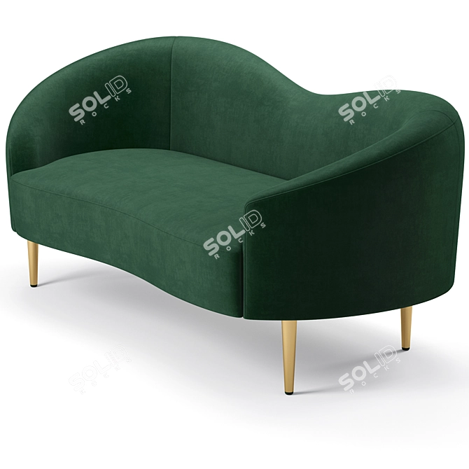 Ritz Velvet Loveseat: Elegant and Versatile 3D model image 2