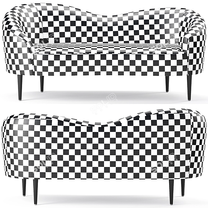 Ritz Velvet Loveseat: Elegant and Versatile 3D model image 4