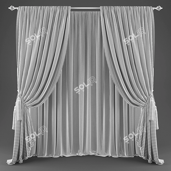 Elegant Curtain Set 3D model image 2