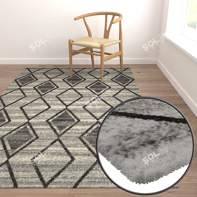 Luxury Set of 3 High-Quality Carpets 3D model image 5