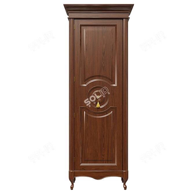 Solid Wood Wardrobe with Glass and Metal Accents 3D model image 1