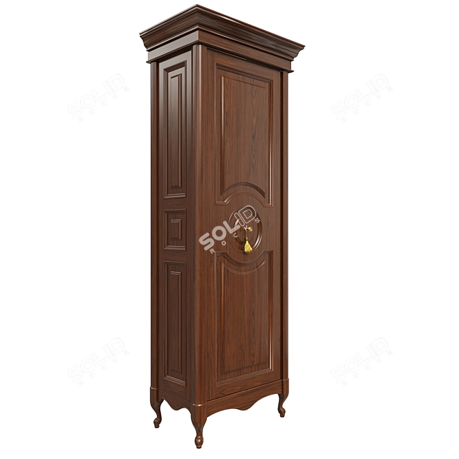 Solid Wood Wardrobe with Glass and Metal Accents 3D model image 3