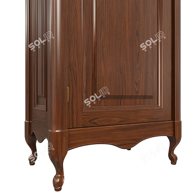 Solid Wood Wardrobe with Glass and Metal Accents 3D model image 4