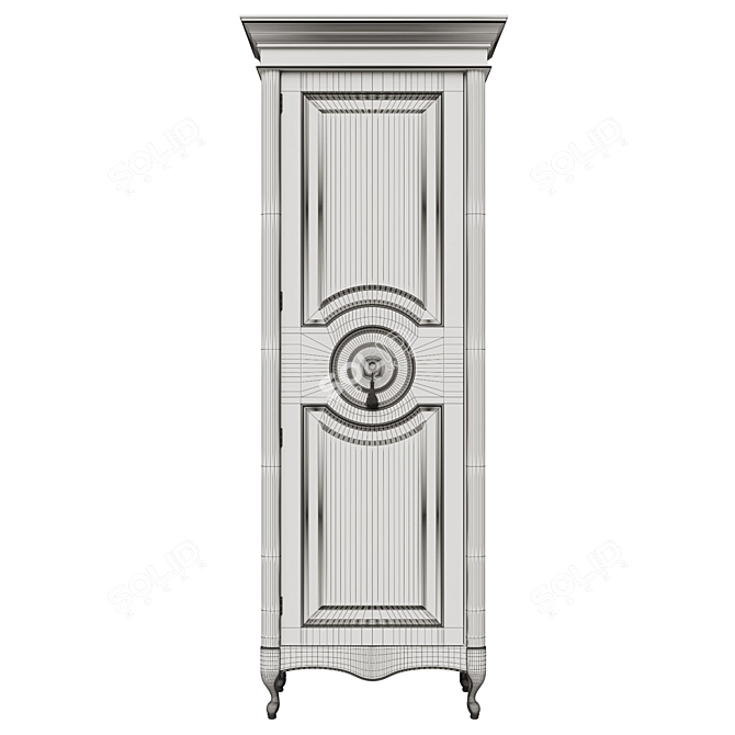 Solid Wood Wardrobe with Glass and Metal Accents 3D model image 5