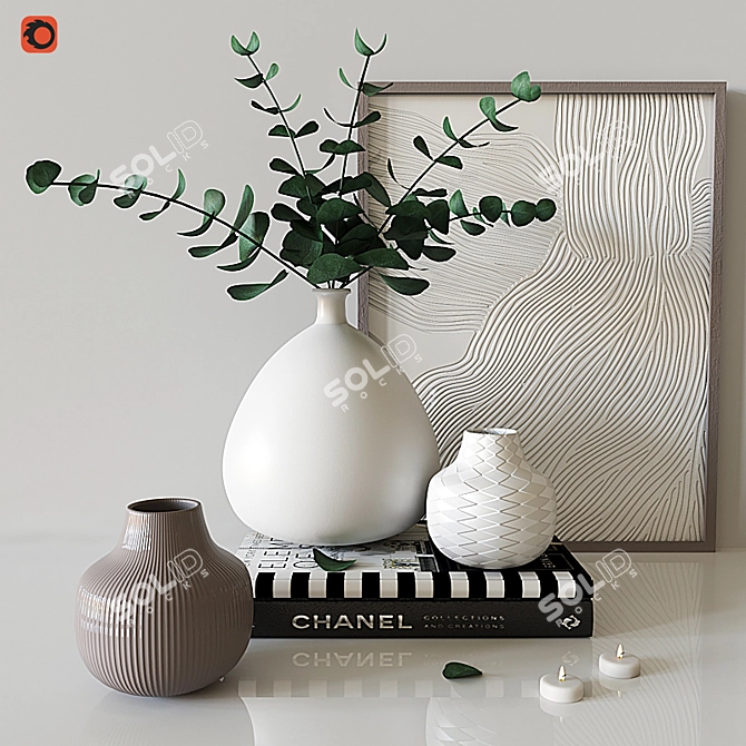 Elegant Eucalyptus Decor Set 3D model image 1