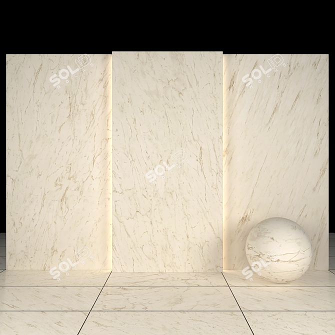Cream Marble Collection: Glossy Texture, Various Sizes & Formats 3D model image 2