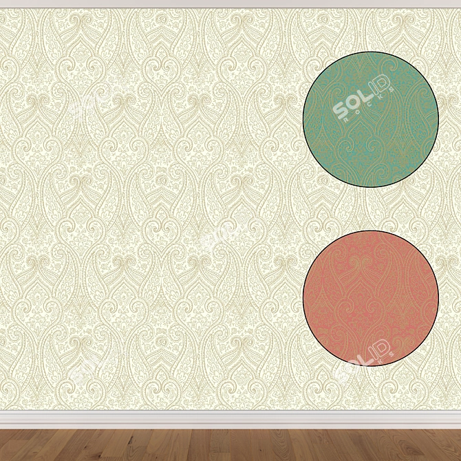 Seamless Wallpaper Set: 3 Colors with Textures 3D model image 1