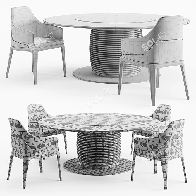 Aragorn Flora Large: Elegant Dining Set 3D model image 4