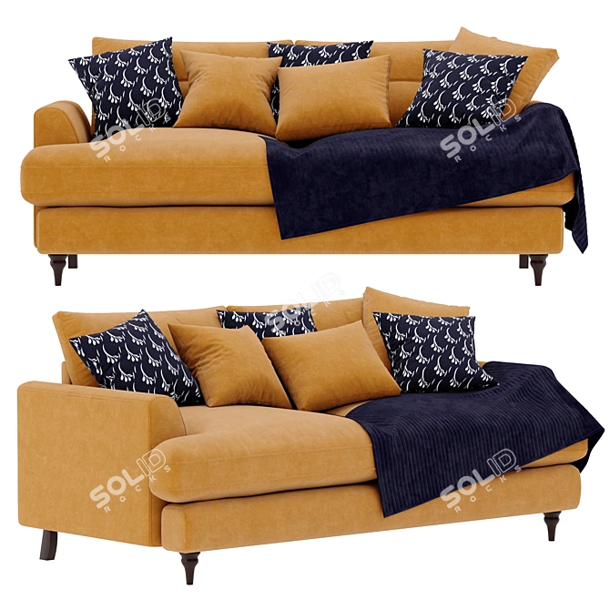 Elegant Joules Velvet Sofa 3D model image 1