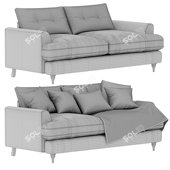 Elegant Joules Velvet Sofa 3D model image 4