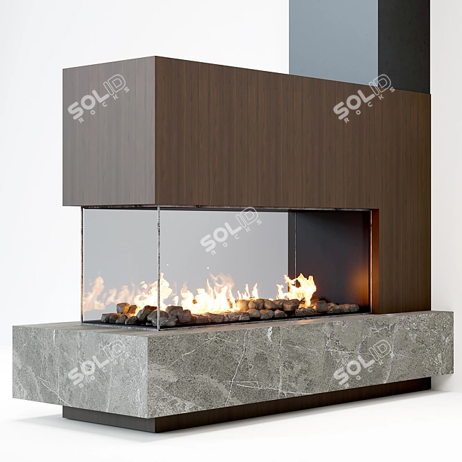 Modern Electric Fireplace 3D model image 1