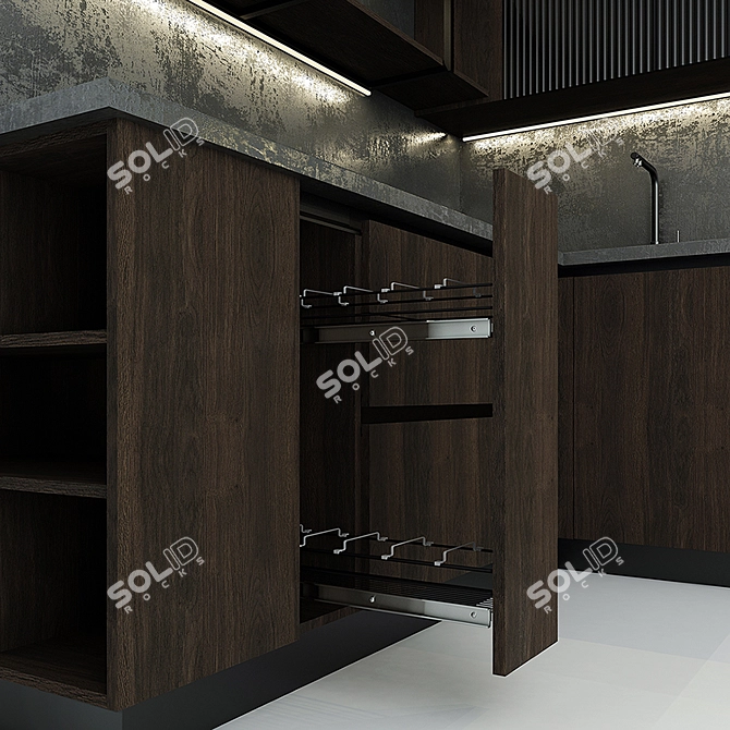 Modern Corner Kitchen with Bosch Appliances 3D model image 3