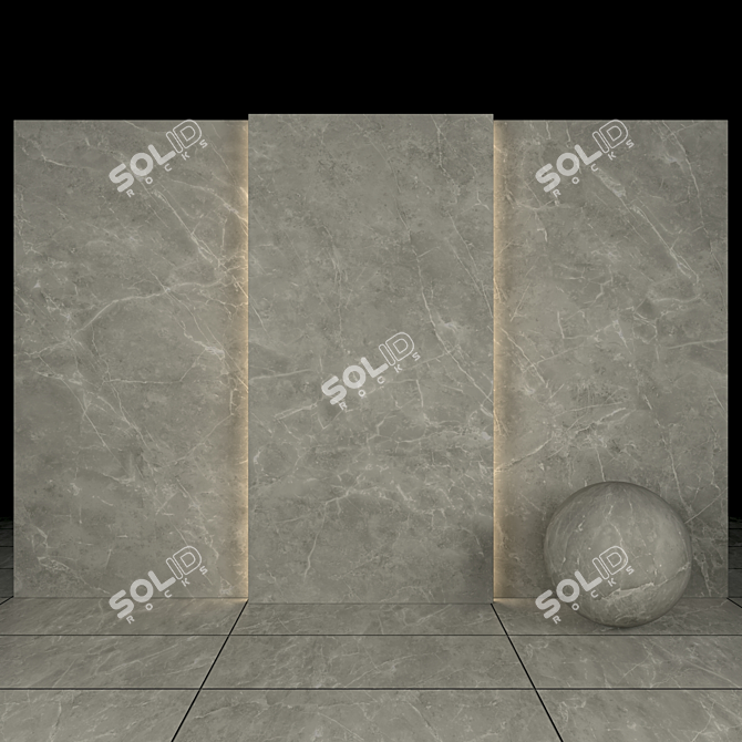 Gray Fury Marble: 5 Texture Slabs & Tiles 3D model image 1