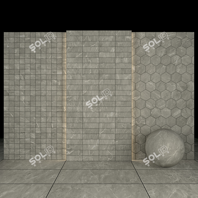 Gray Fury Marble: 5 Texture Slabs & Tiles 3D model image 2