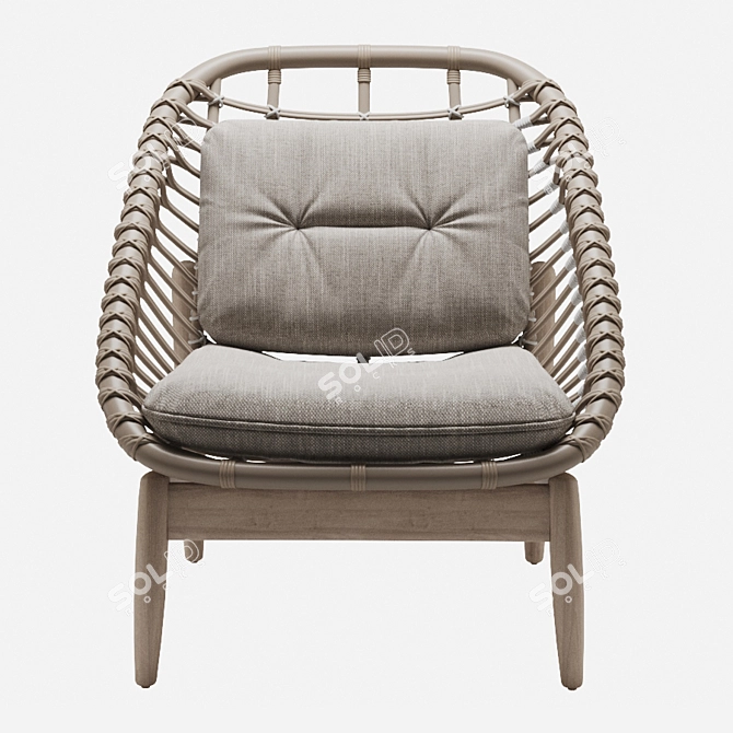 Modern Teak Lounge Chair 3D model image 2
