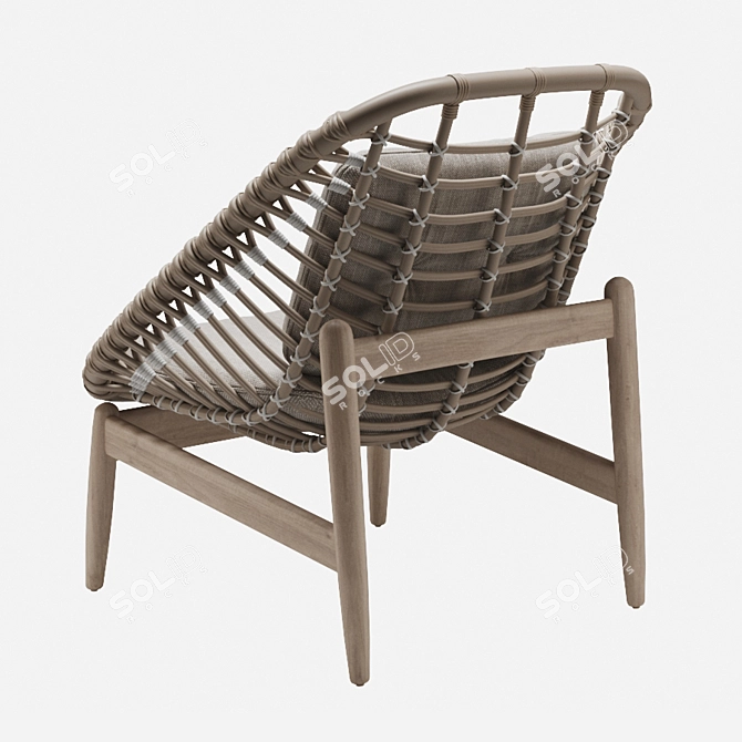 Modern Teak Lounge Chair 3D model image 3