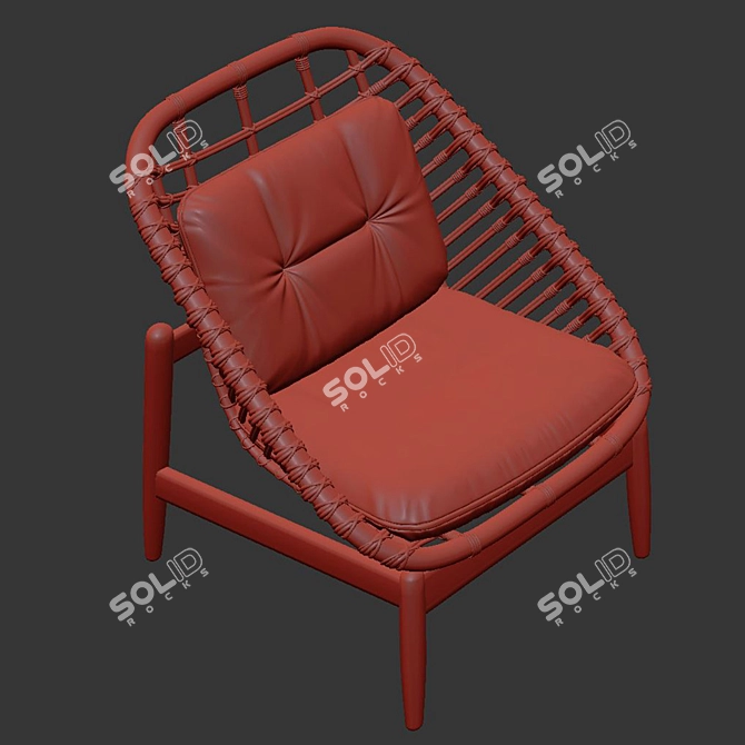 Modern Teak Lounge Chair 3D model image 4