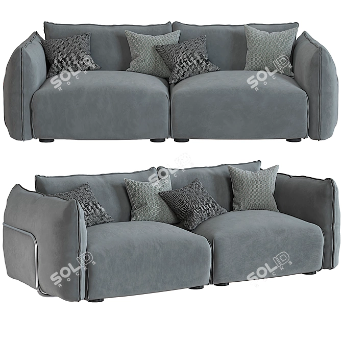 Elegant Dion 3 Seater Sofa 3D model image 1