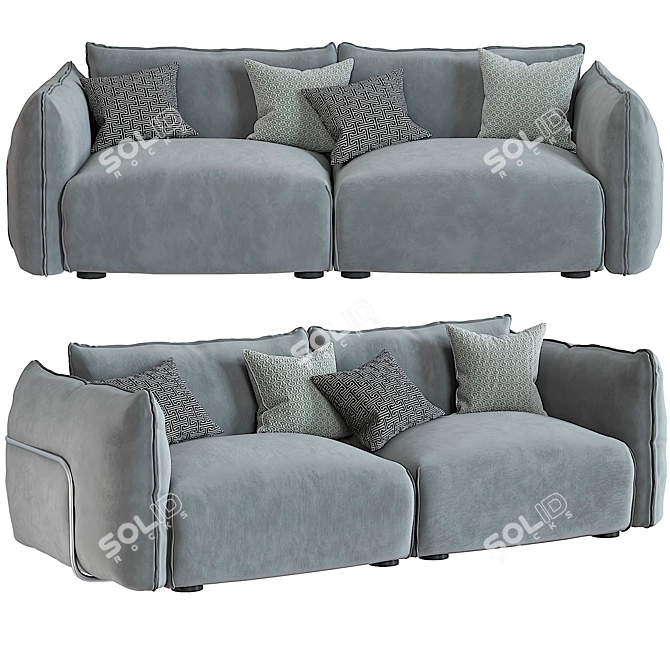 Elegant Dion 3 Seater Sofa 3D model image 2