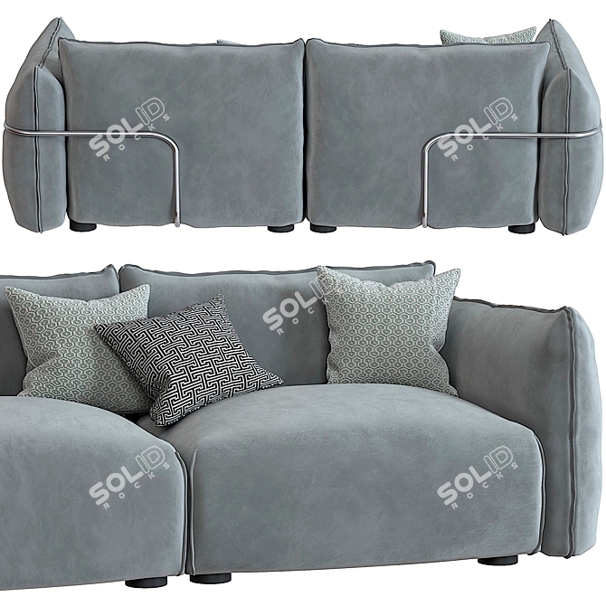 Elegant Dion 3 Seater Sofa 3D model image 4