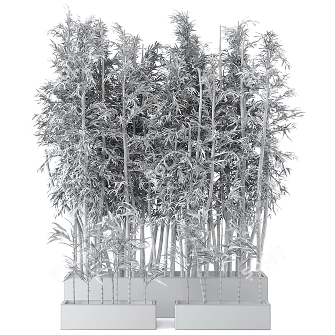  Rusty Concrete Pot Indoor Bamboo Plants Set 3D model image 5