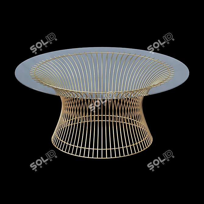 Elegant Gold Platner Dining Table 3D model image 2