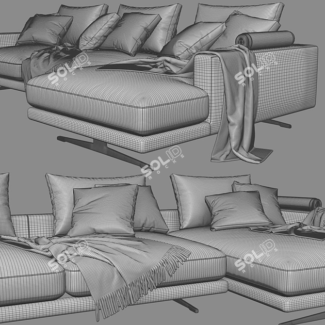 Elegant Flexform Campiello Chaise Longue Sofa 3D model image 4