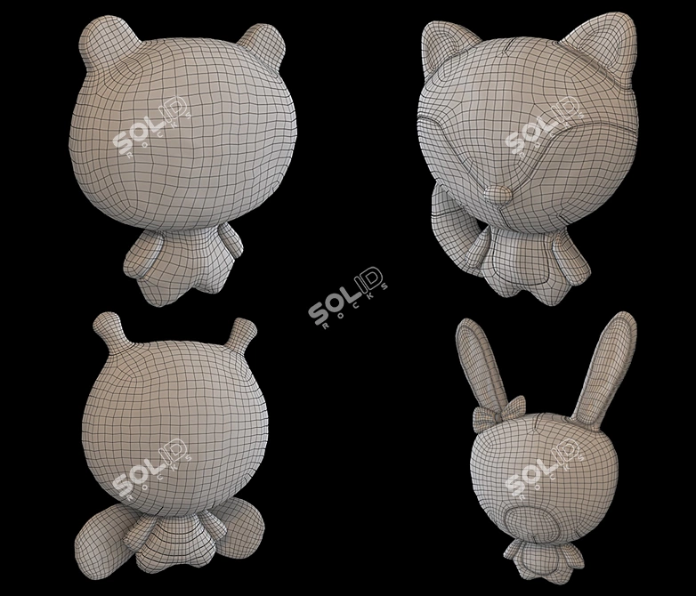 H&M Plush Toys Set: Frog, Bee, Fox, Bunny 3D model image 5