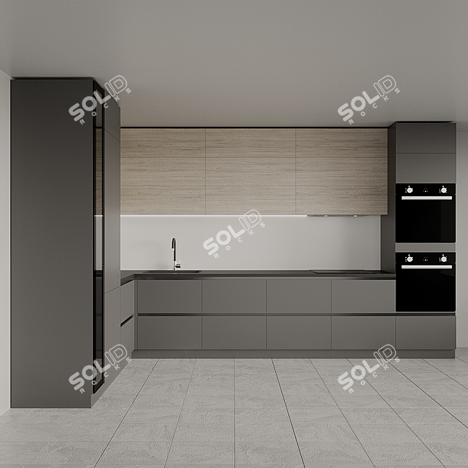 Modern Kitchen Design: Oven, Cooktop, Hood, Sink 3D model image 2