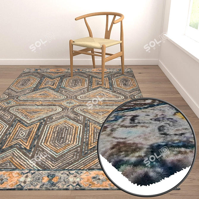 Luxury Textured Carpets Set 3D model image 5