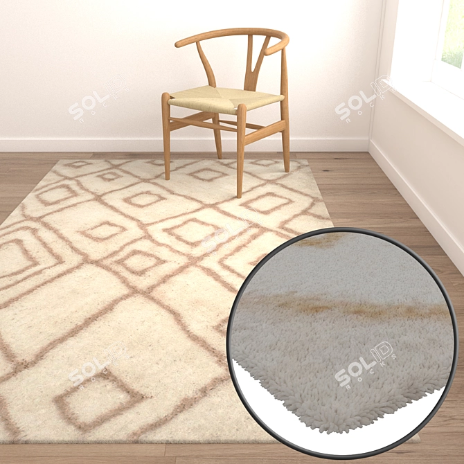 Luxury Carpet Set High-Quality Textures 3 Variants 3D model image 5