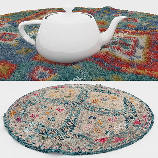 Round Carpet Set: Versatile Collection for Stunning Interiors 3D model image 3