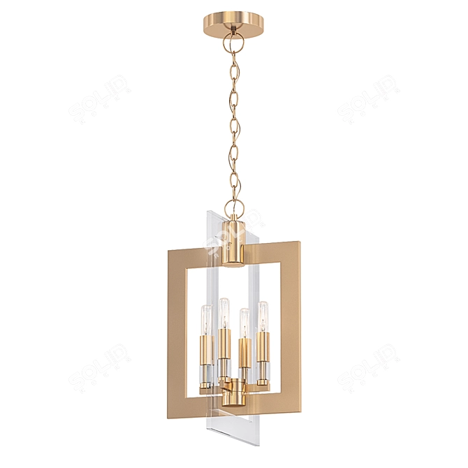 Wellington 4-Light Rectangle Pendant 3D model image 1